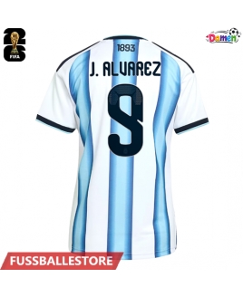 Günstige Argentinien Julian Alvarez #9 Heimtrikot Damen WM 2026 Kurzarm